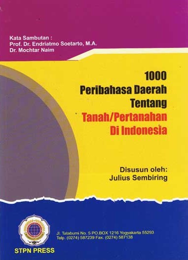 1000 peribahasa daerah tentang tanah/pertanahan di Indonesia [sumber elektronis]