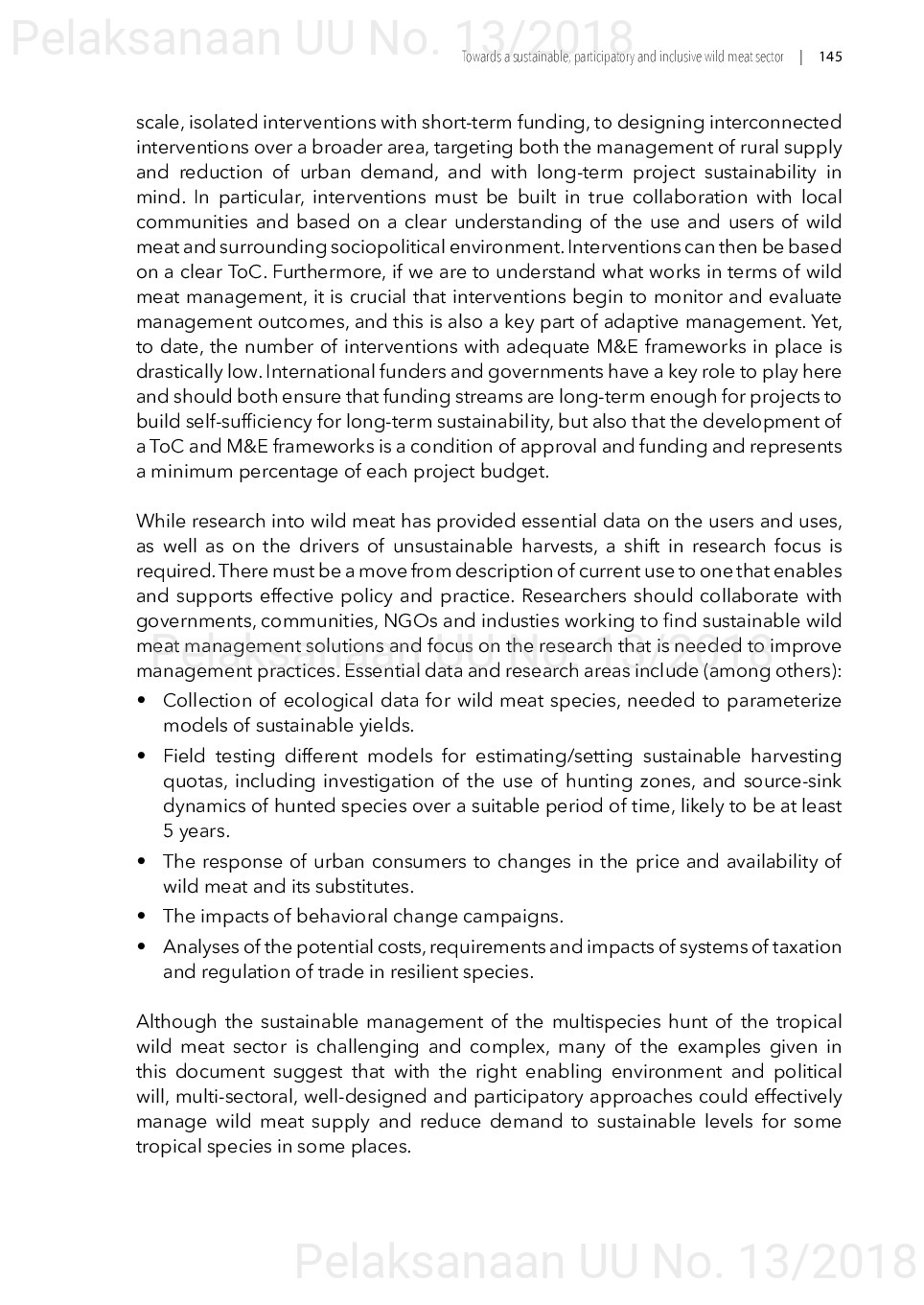 Toward a sustainable, participatory and inclusive wild meat sector [sumber elektronis]