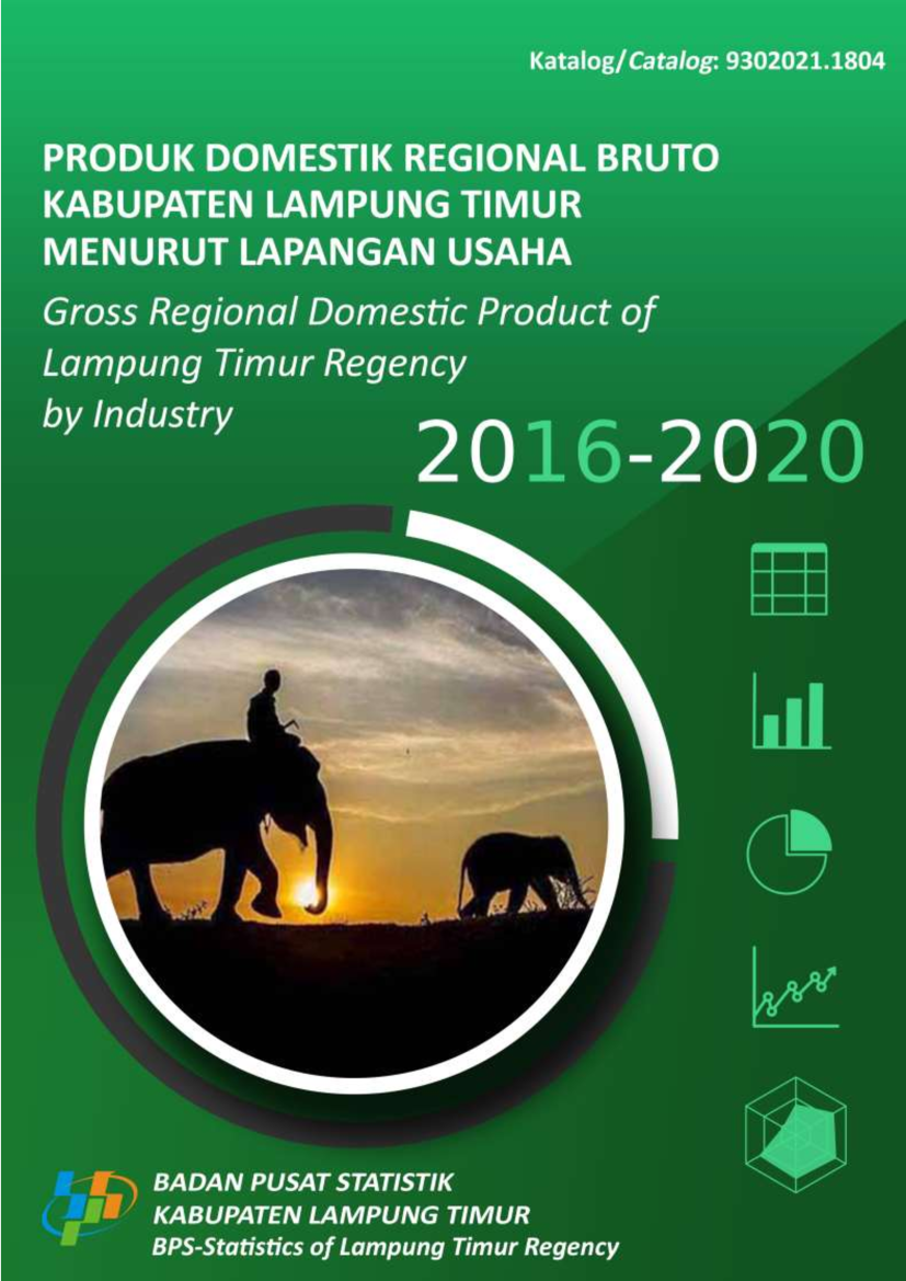 Produk domestik regional bruto kabupaten Lampung Timur menurut lapangan usaha 2016-2020 = gross regional domestic product of Lampung Timur regency by industry 2016-2020 [sumber elektronis]
